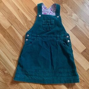 JoJo Maman Bebe 4-5Y Teal Green Cord Pinnie with Floral Lining